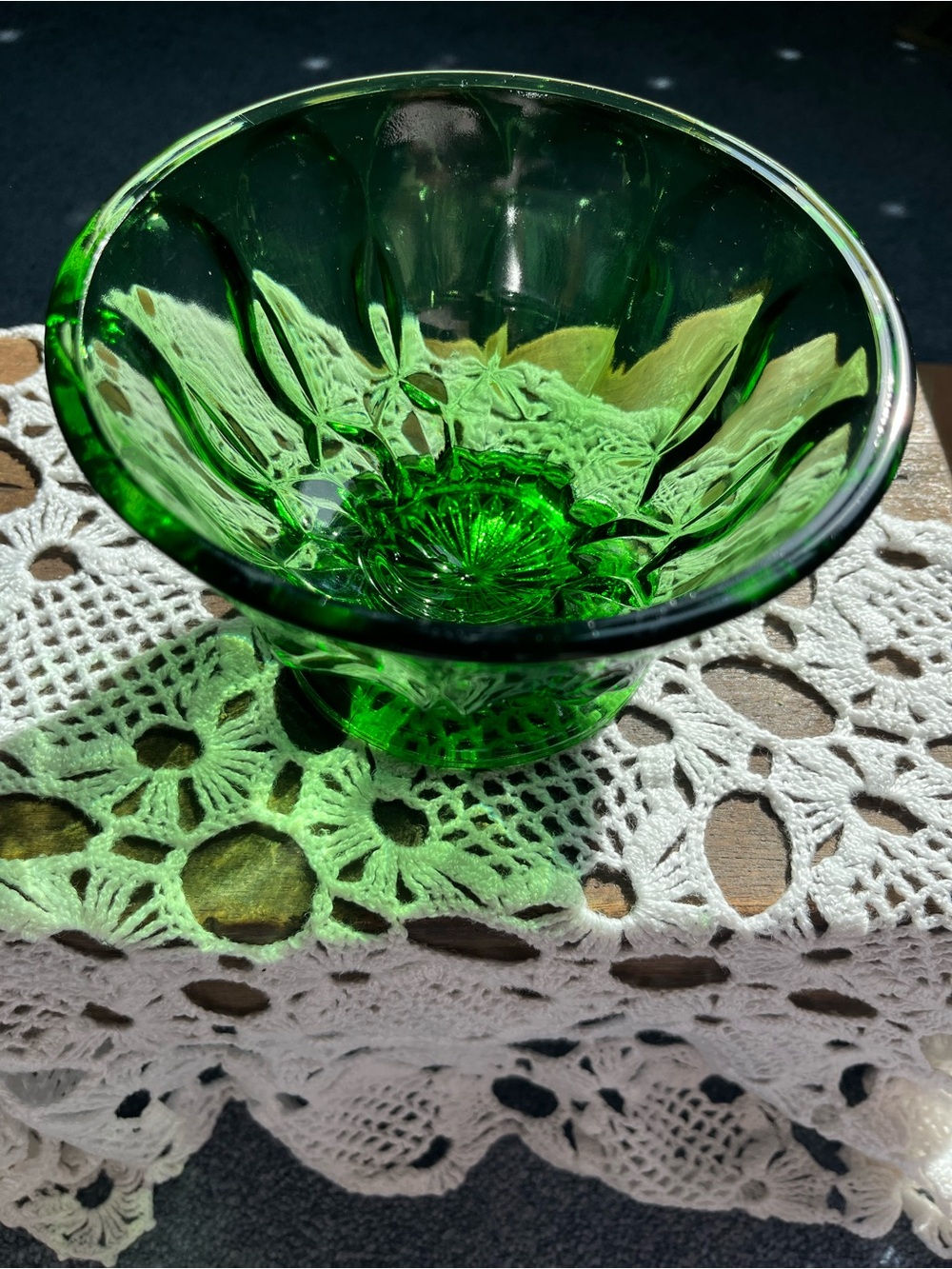 Vintage Fairfield Pattern Footed Pedestal Compote Candy Nut Bowl Emerald Green